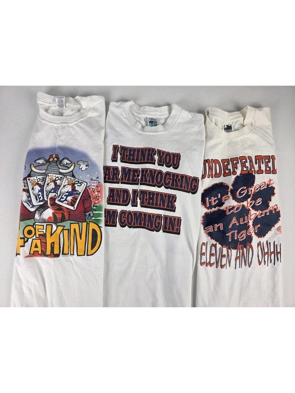 VTG 05 Auburn Tigers VS Alabama Roll Tide Rivalry Shirt LOT XL/2X Mr Tee/Betsy